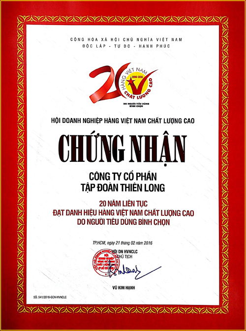 Văn phòng phẩm Thiên Long suốt 20 năm liền trong chương trình Hàng Việt Nam Chất Lượng Cao